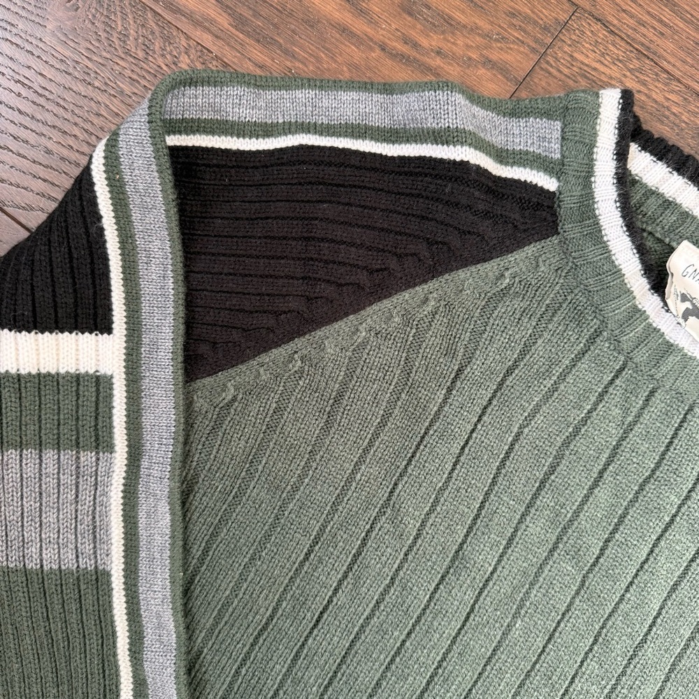 Vintage Y2K Sweater Mens S Green Skater Grunge‎ Ribbed GNARLY Streetwear Unisex - Picture 4 of 7